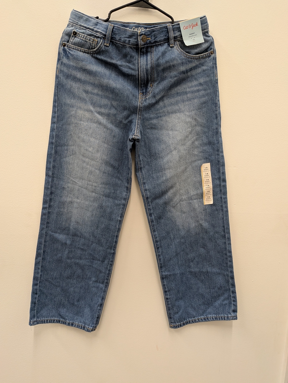 Jeans niña Cat & Jack talla 14 baggy fit denim nuevo con etiqueta